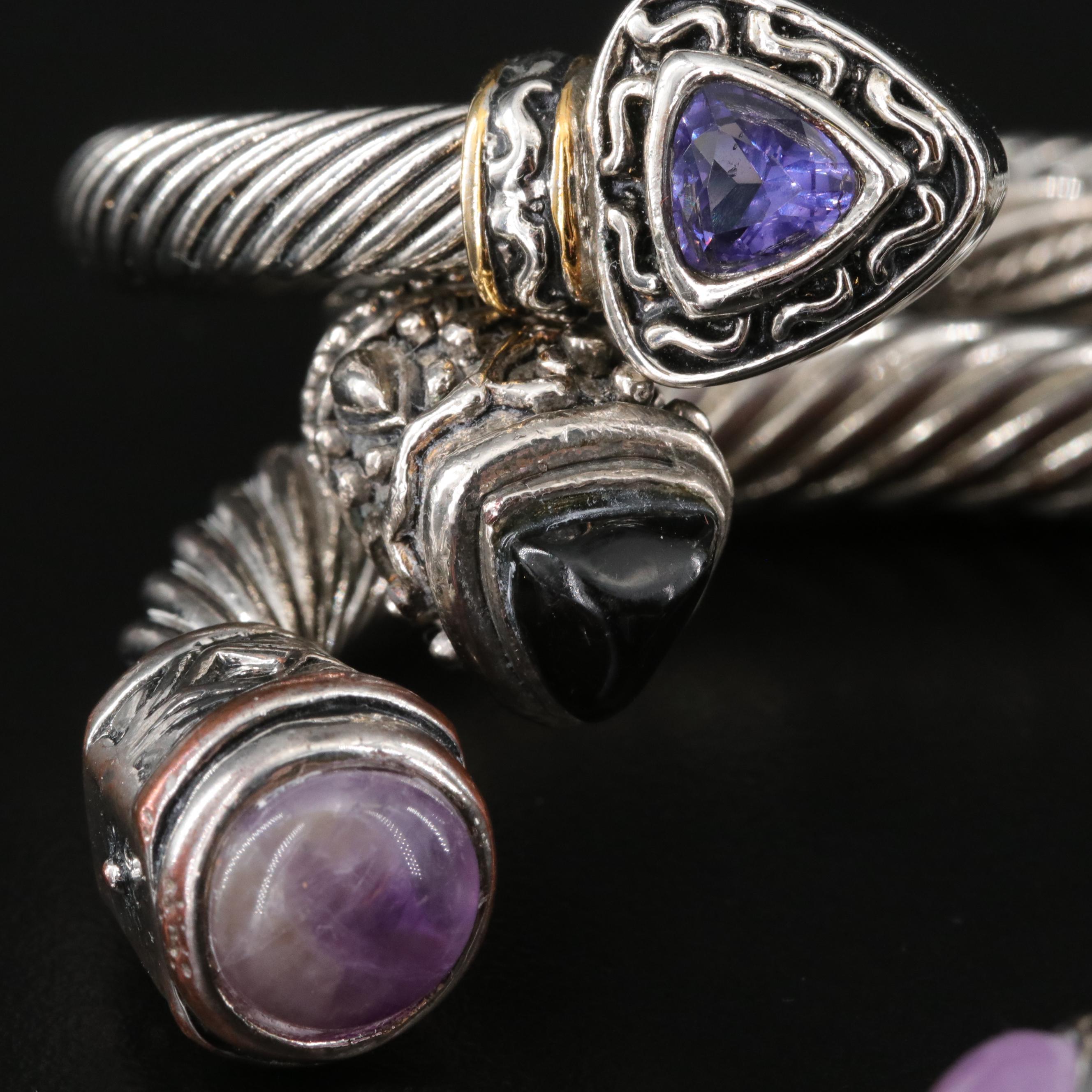 Hinged Bangle and Cuff Selection Including Amethyst