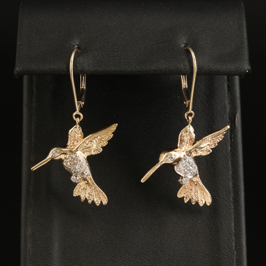 14K 0.23 CTW Diamond Hummingbird Earrings