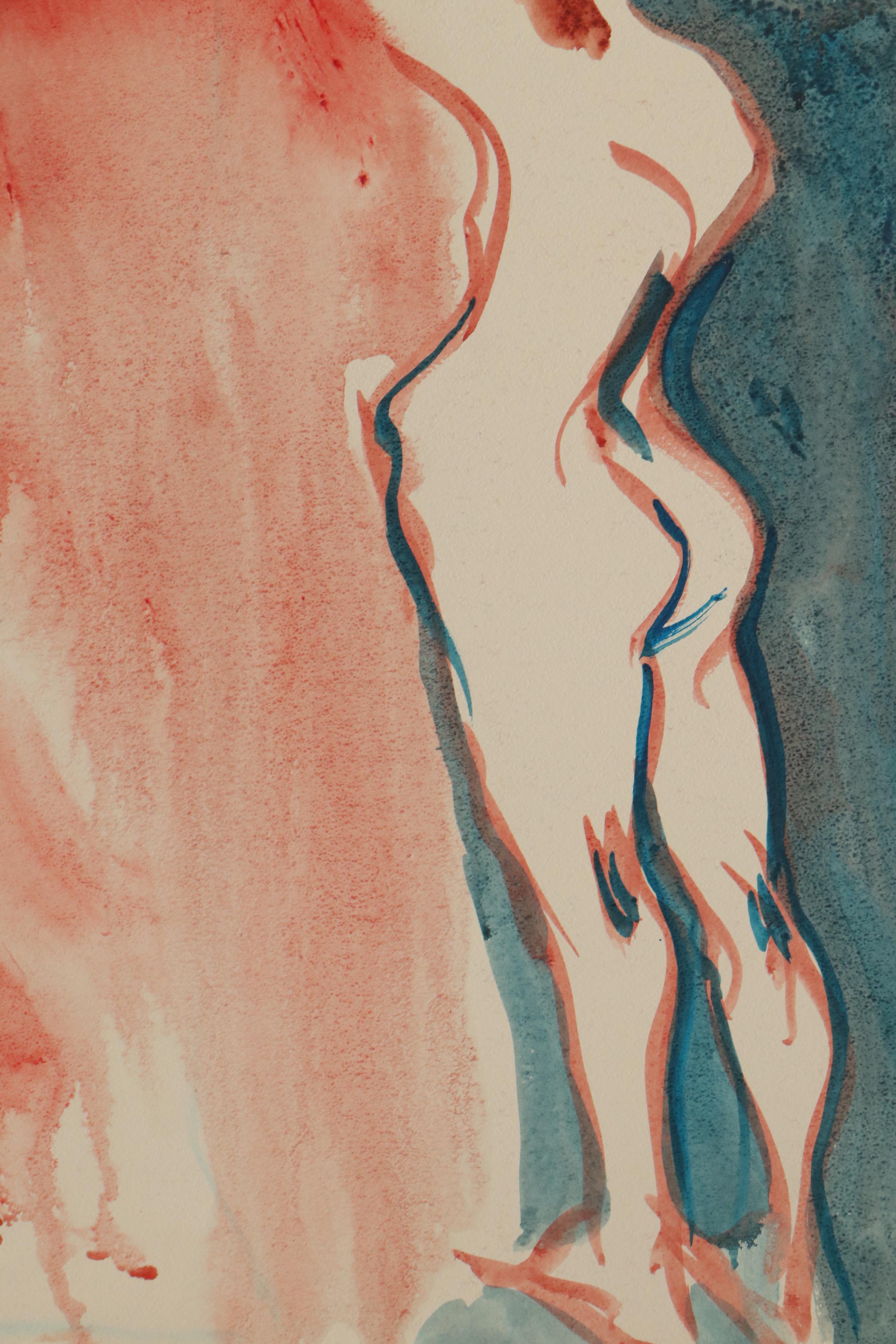 Robert Domin Nude Figure Watercolor Paintings