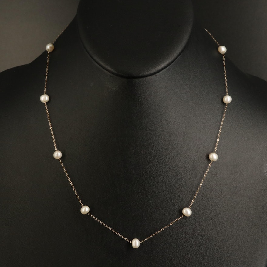 14K Pearl Station Necklace