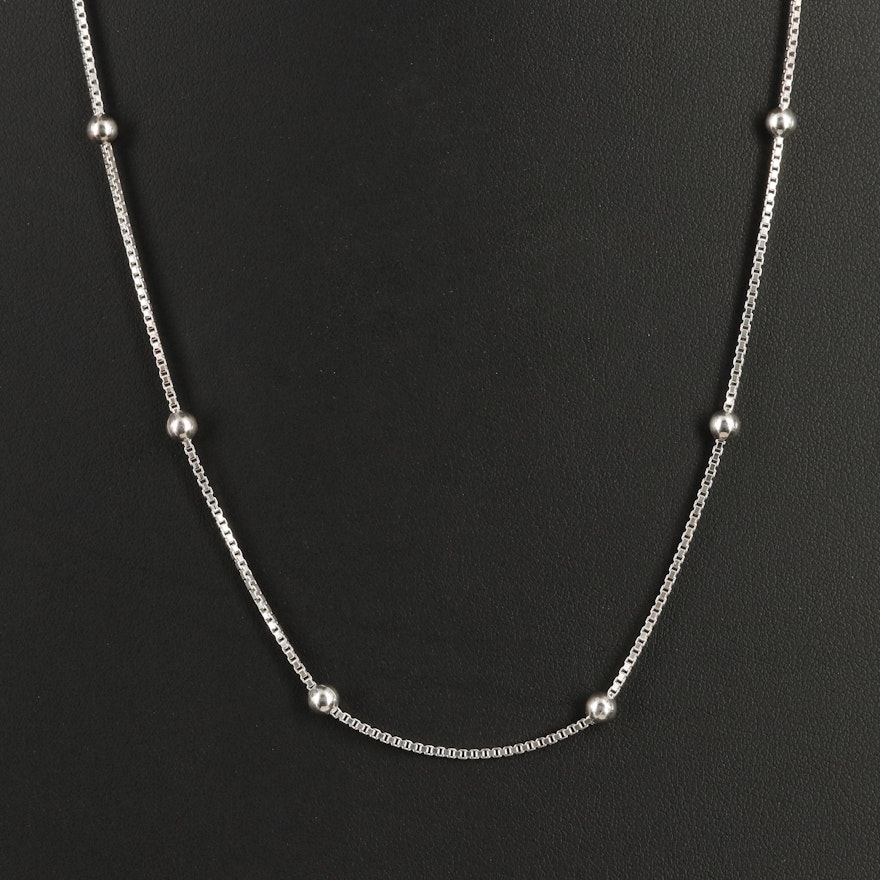 Italian Sterling Box Chain with Bead Stations