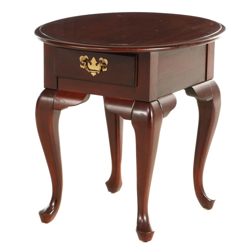 Queen Anne Style Cherrywood Side Table, Late 20th Century