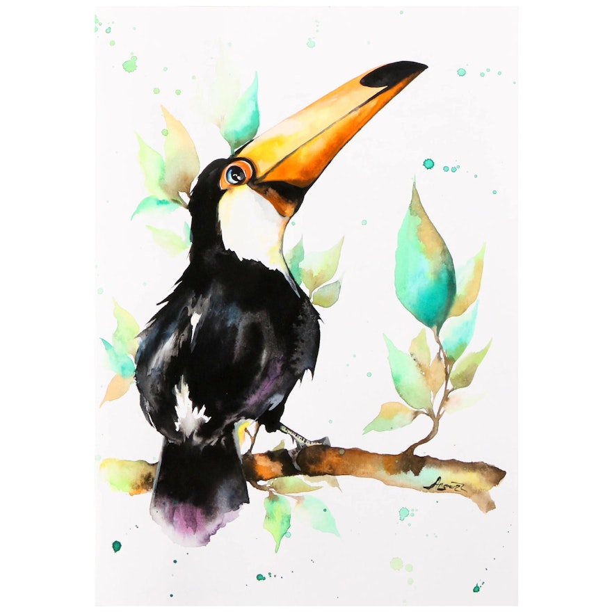 Anne Gorywine Watercolor Painting of Bird, 2018