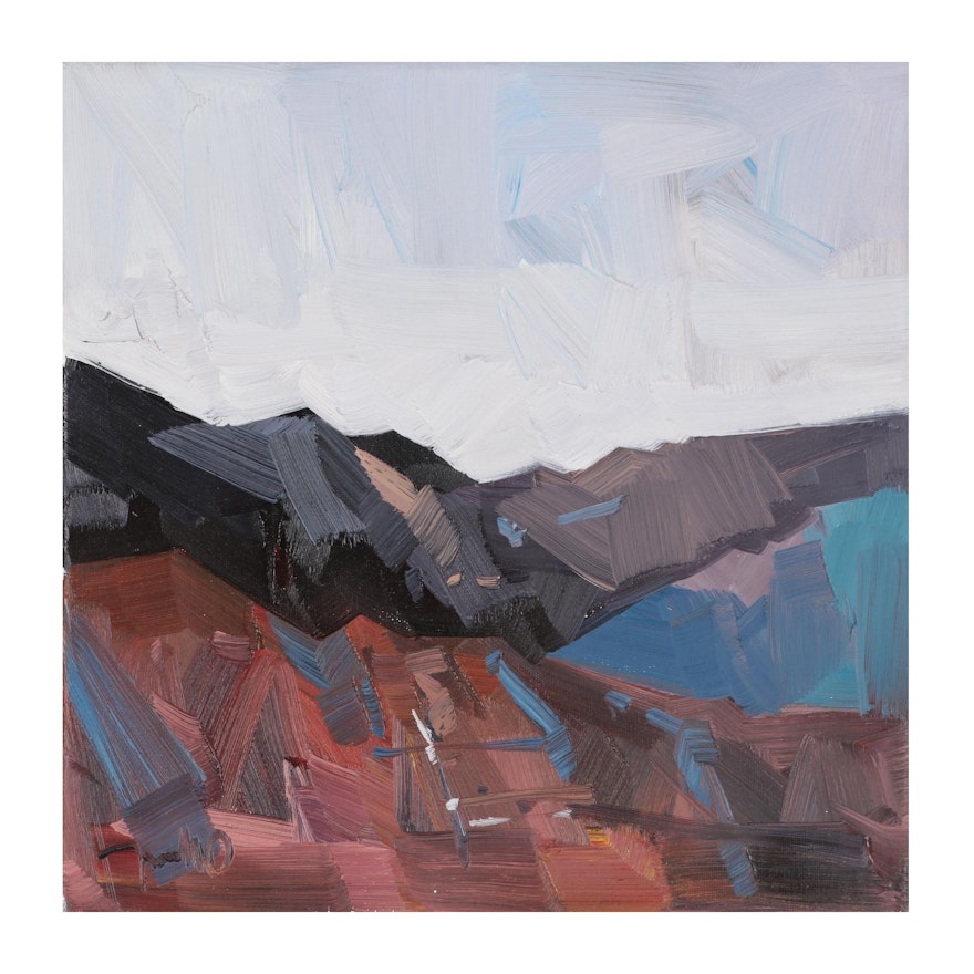 Jose Trujillo Still Life Oil Painting "Desert Mountains," 2021