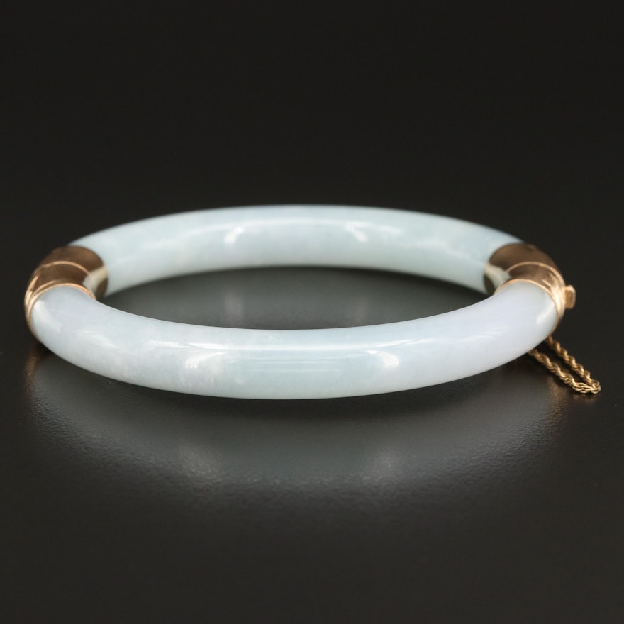 14K Jadeite Hinged Bangle