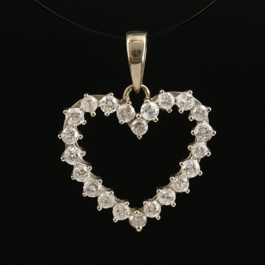 14K 0.58 CTW Diamond Heart Pendant