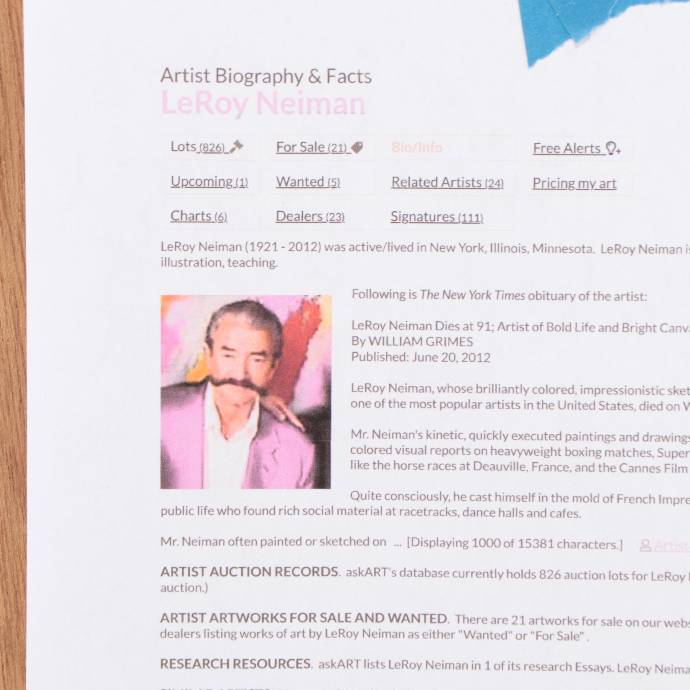 LeRoy Neiman Serigraph "Twelve Meter Yacht Race," 1973