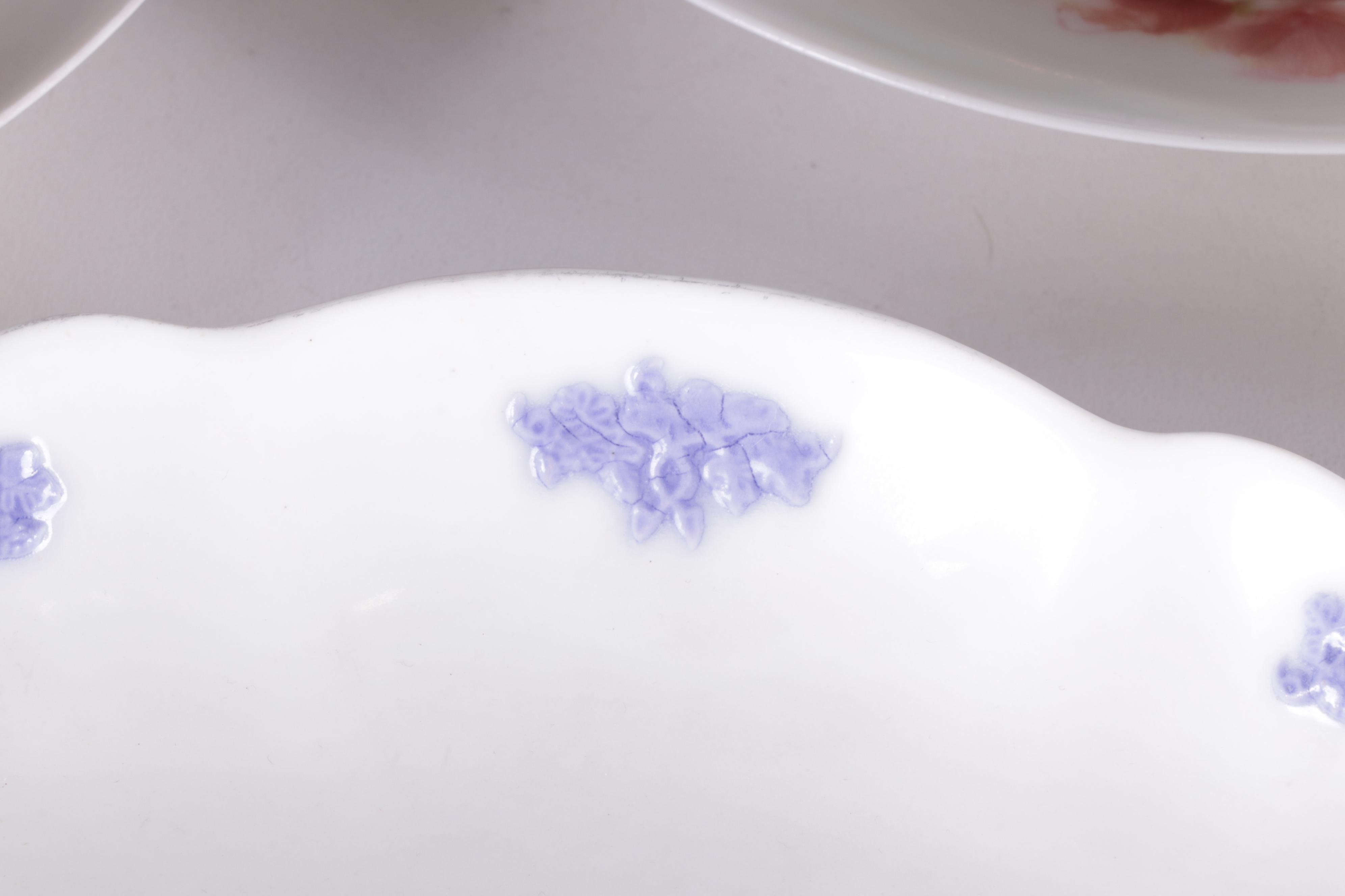 Adderley "Chelsea" Egg Cups and Tableware with Assorted Haviland Limoges Plates