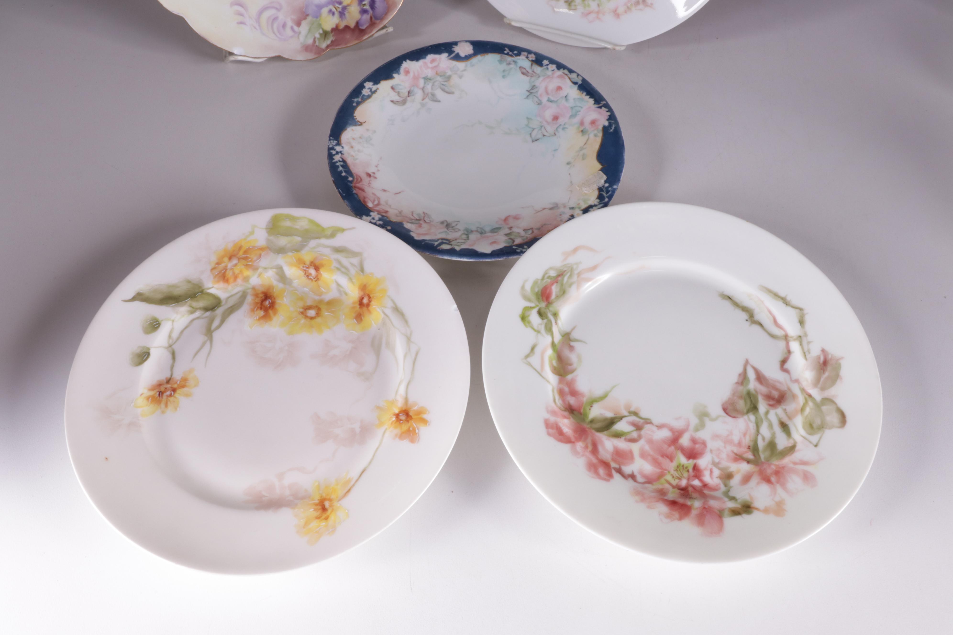 Adderley "Chelsea" Egg Cups and Tableware with Assorted Haviland Limoges Plates