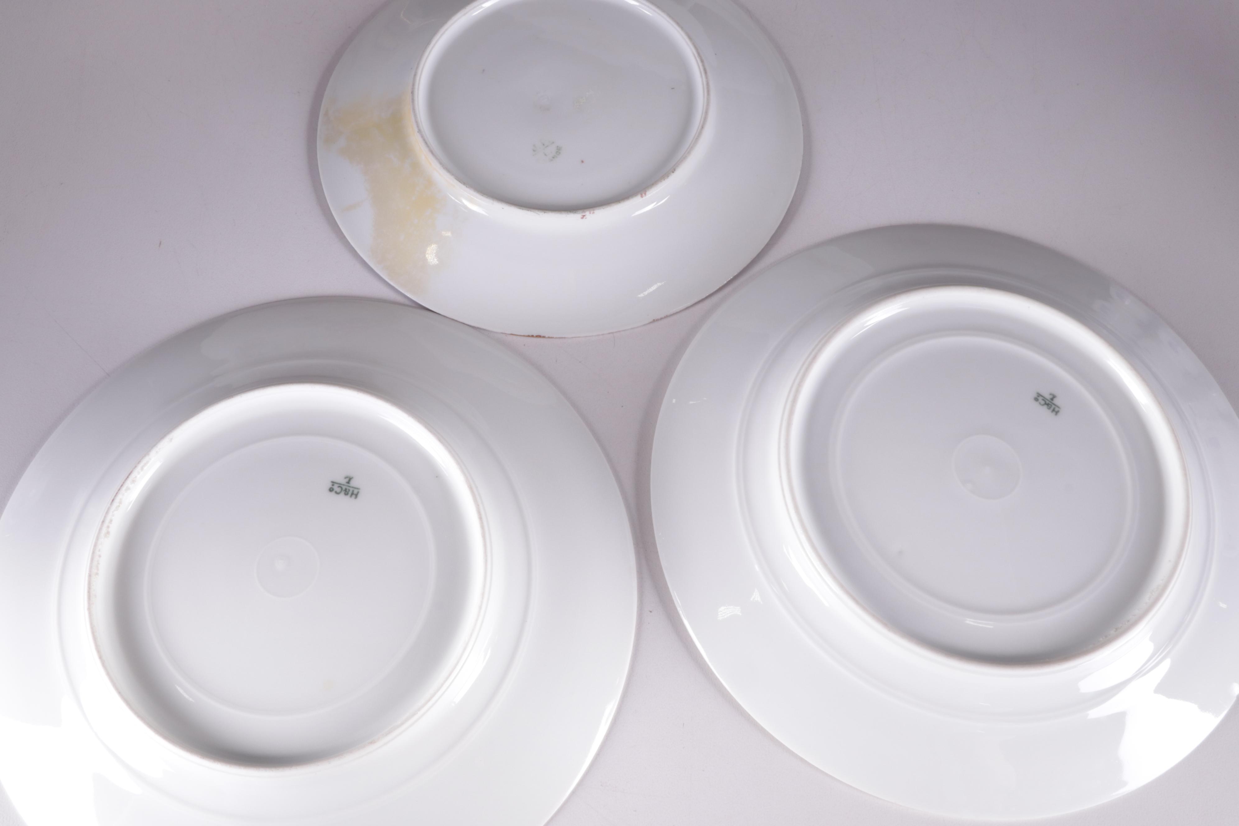 Adderley "Chelsea" Egg Cups and Tableware with Assorted Haviland Limoges Plates