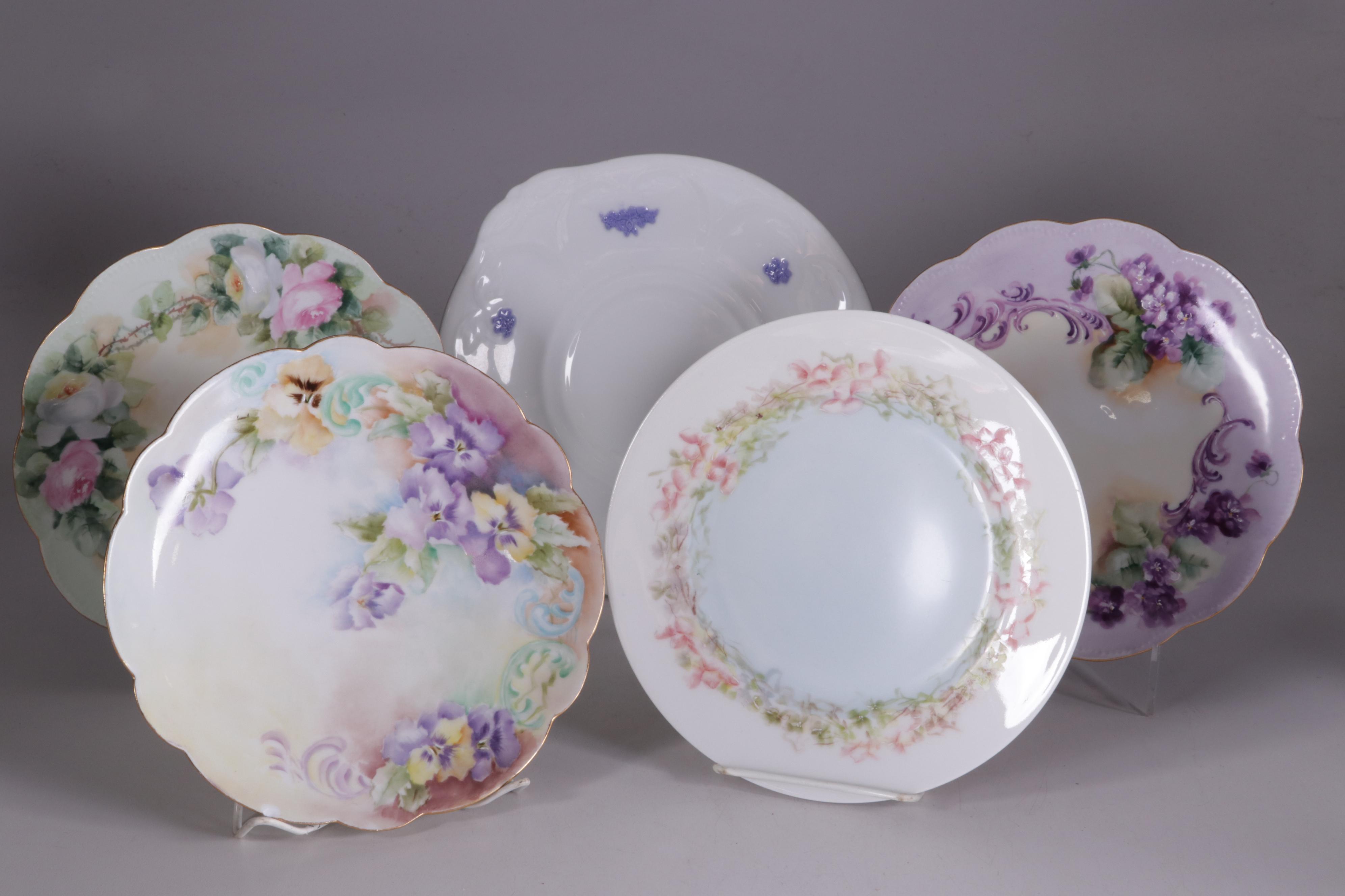 Adderley "Chelsea" Egg Cups and Tableware with Assorted Haviland Limoges Plates