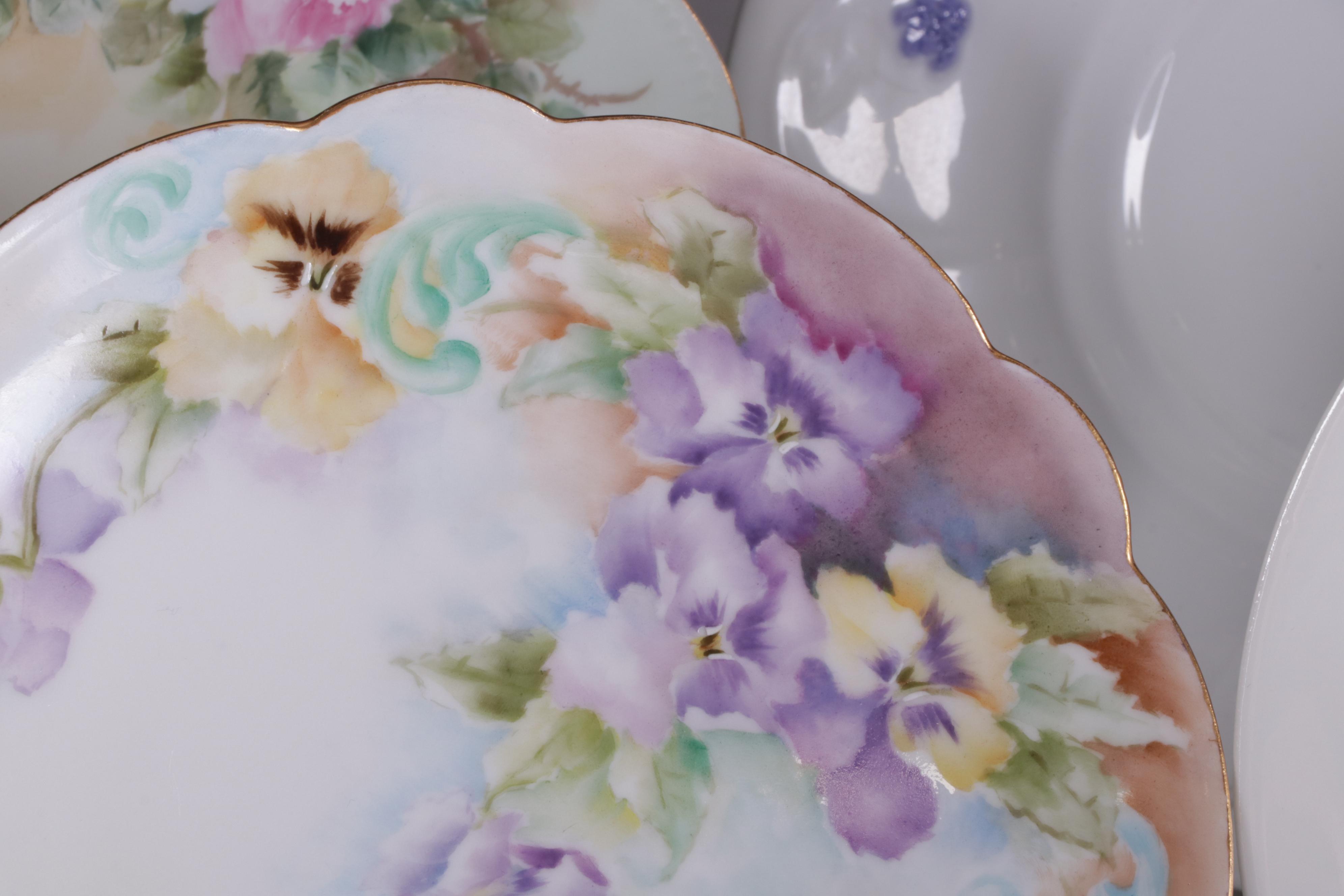 Adderley "Chelsea" Egg Cups and Tableware with Assorted Haviland Limoges Plates