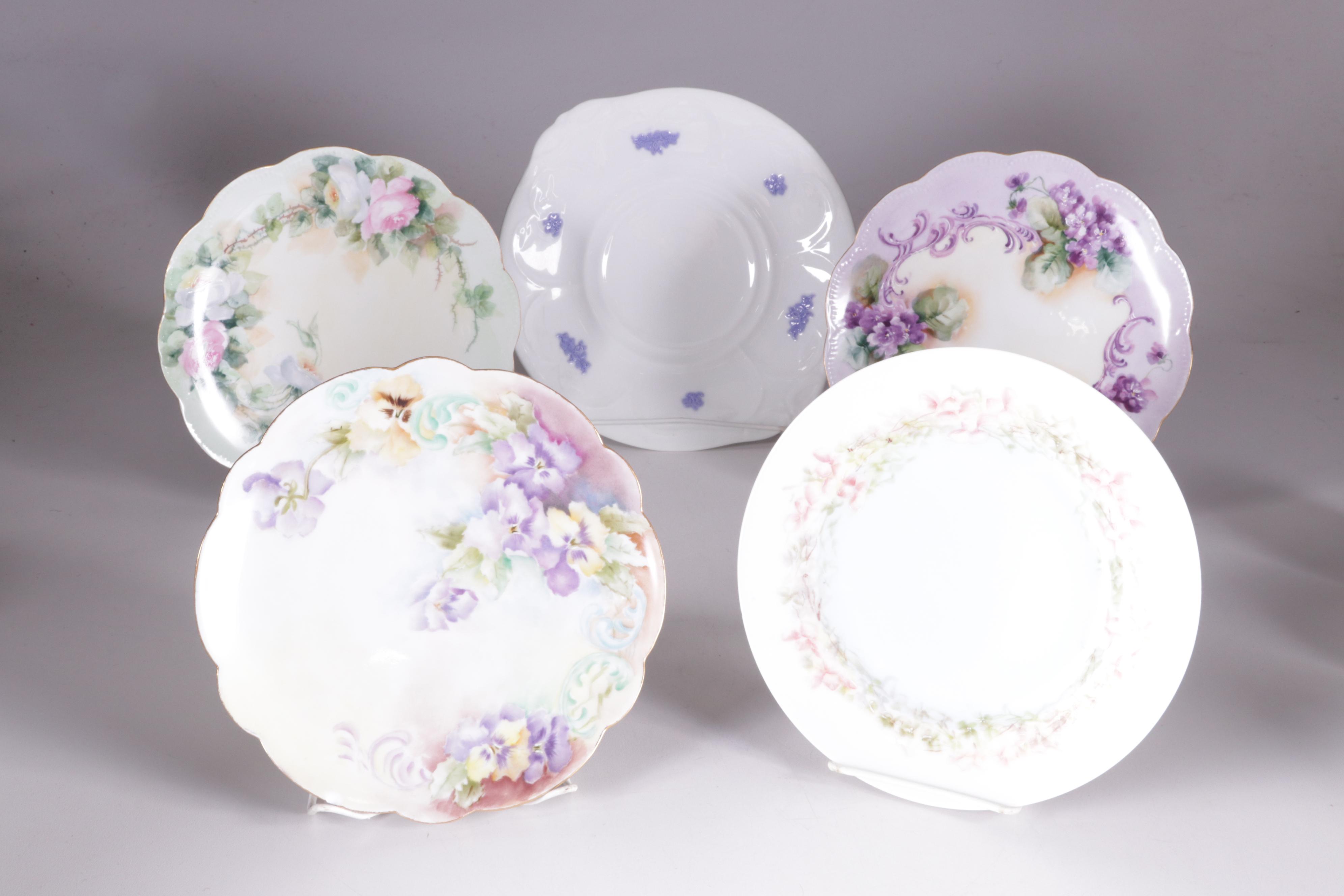 Adderley "Chelsea" Egg Cups and Tableware with Assorted Haviland Limoges Plates