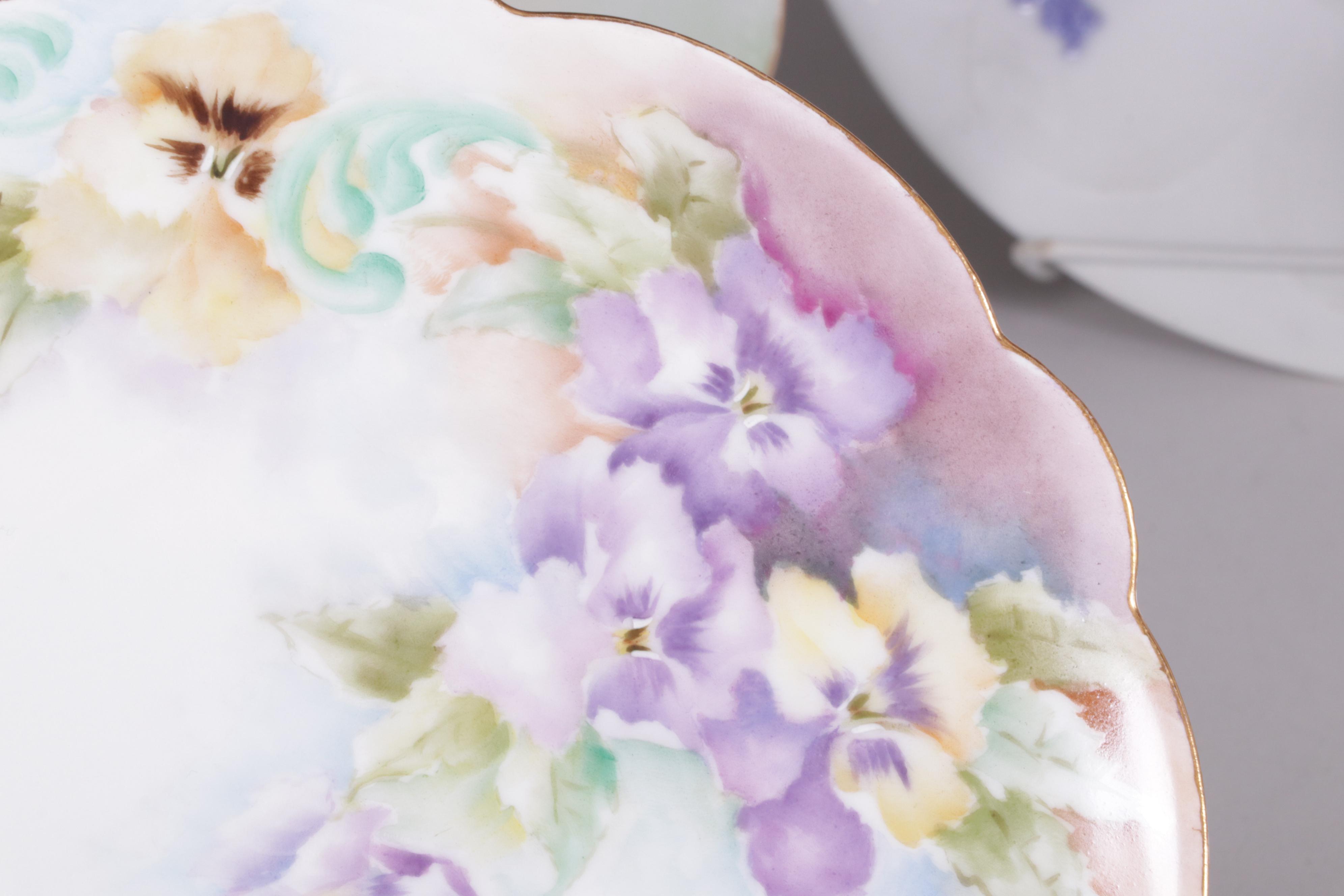 Adderley "Chelsea" Egg Cups and Tableware with Assorted Haviland Limoges Plates