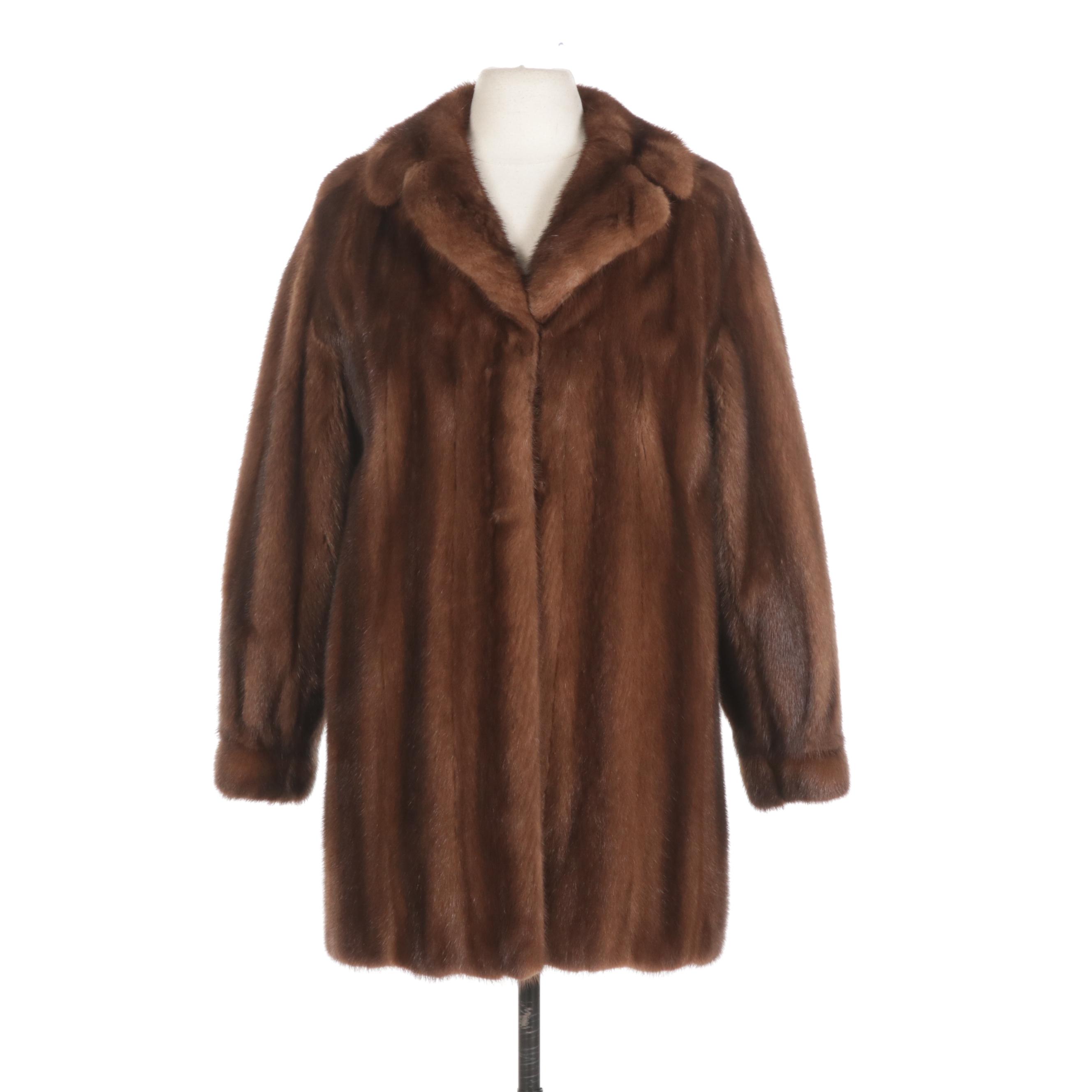 Chestnut Mink Fur Jacket with Banded Cuffs