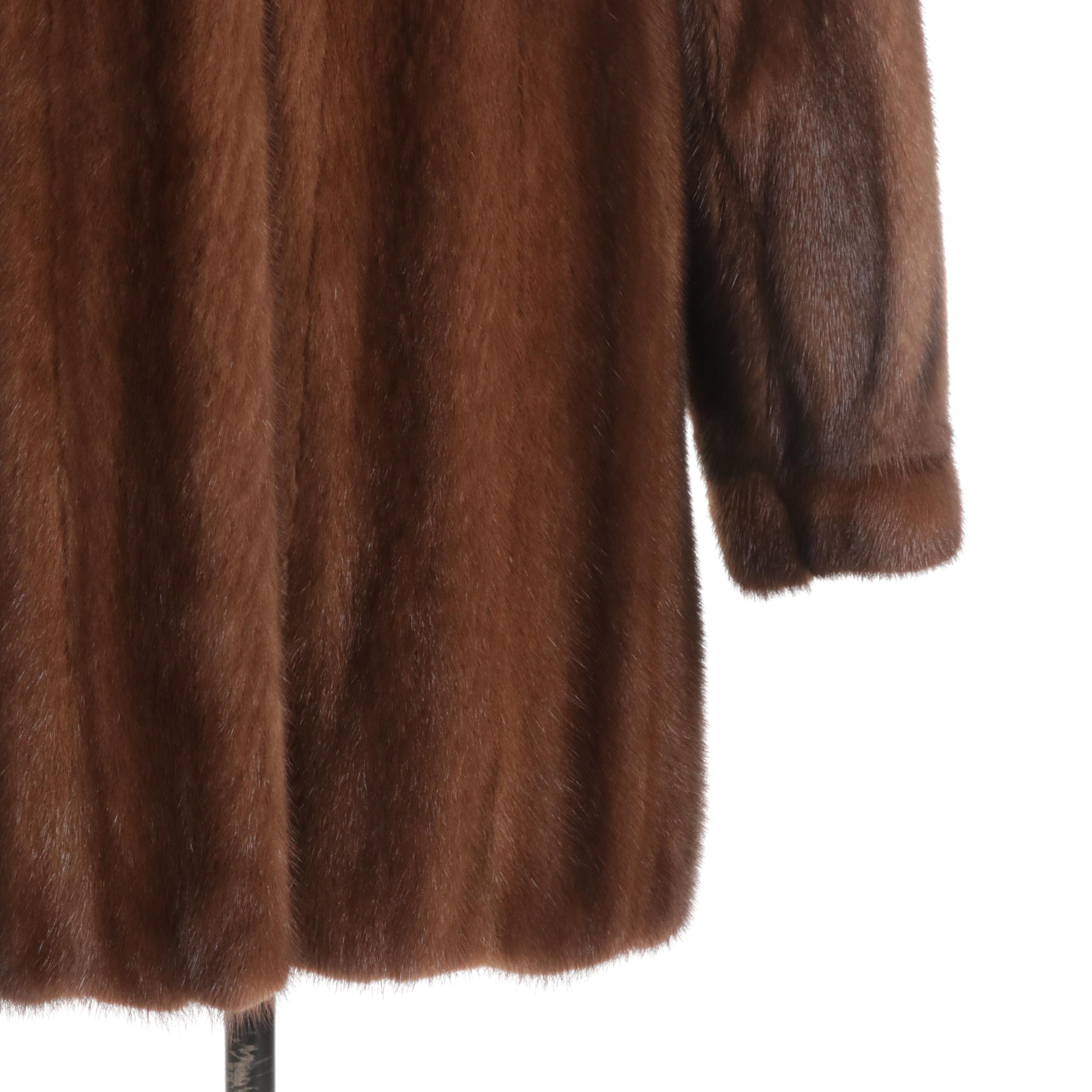 Chestnut Mink Fur Jacket with Banded Cuffs