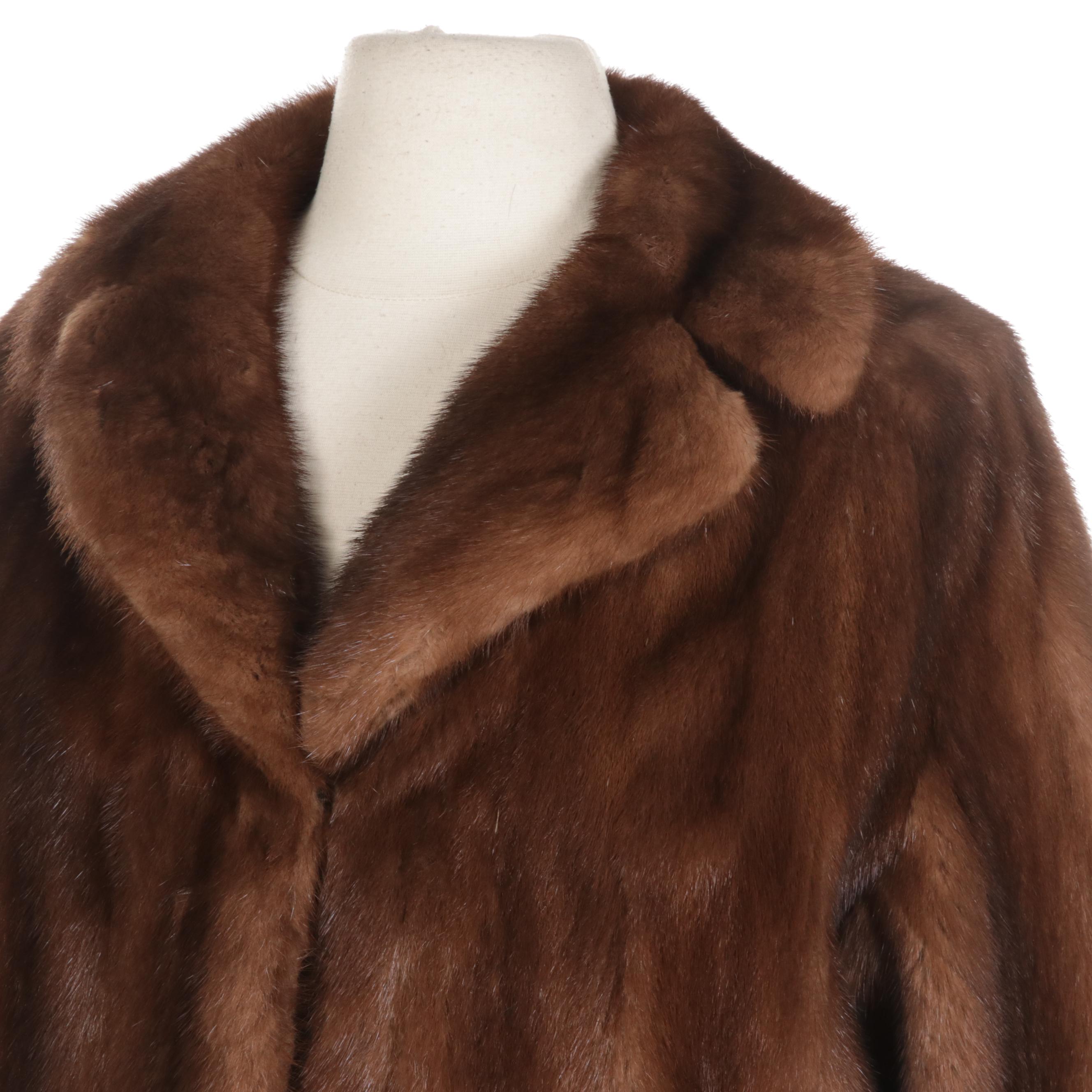 Chestnut Mink Fur Jacket with Banded Cuffs