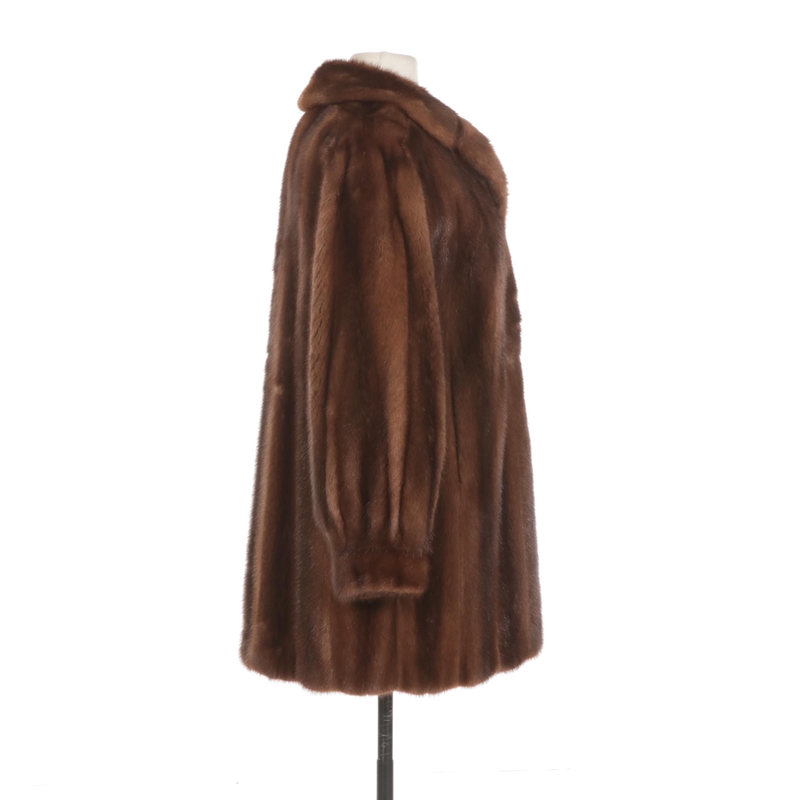 Chestnut Mink Fur Jacket with Banded Cuffs