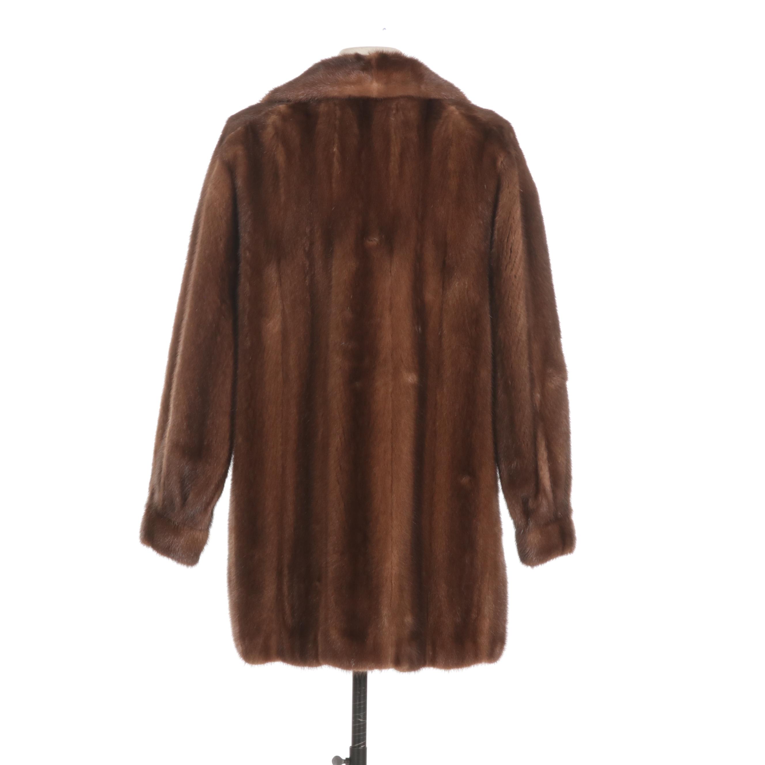 Chestnut Mink Fur Jacket with Banded Cuffs