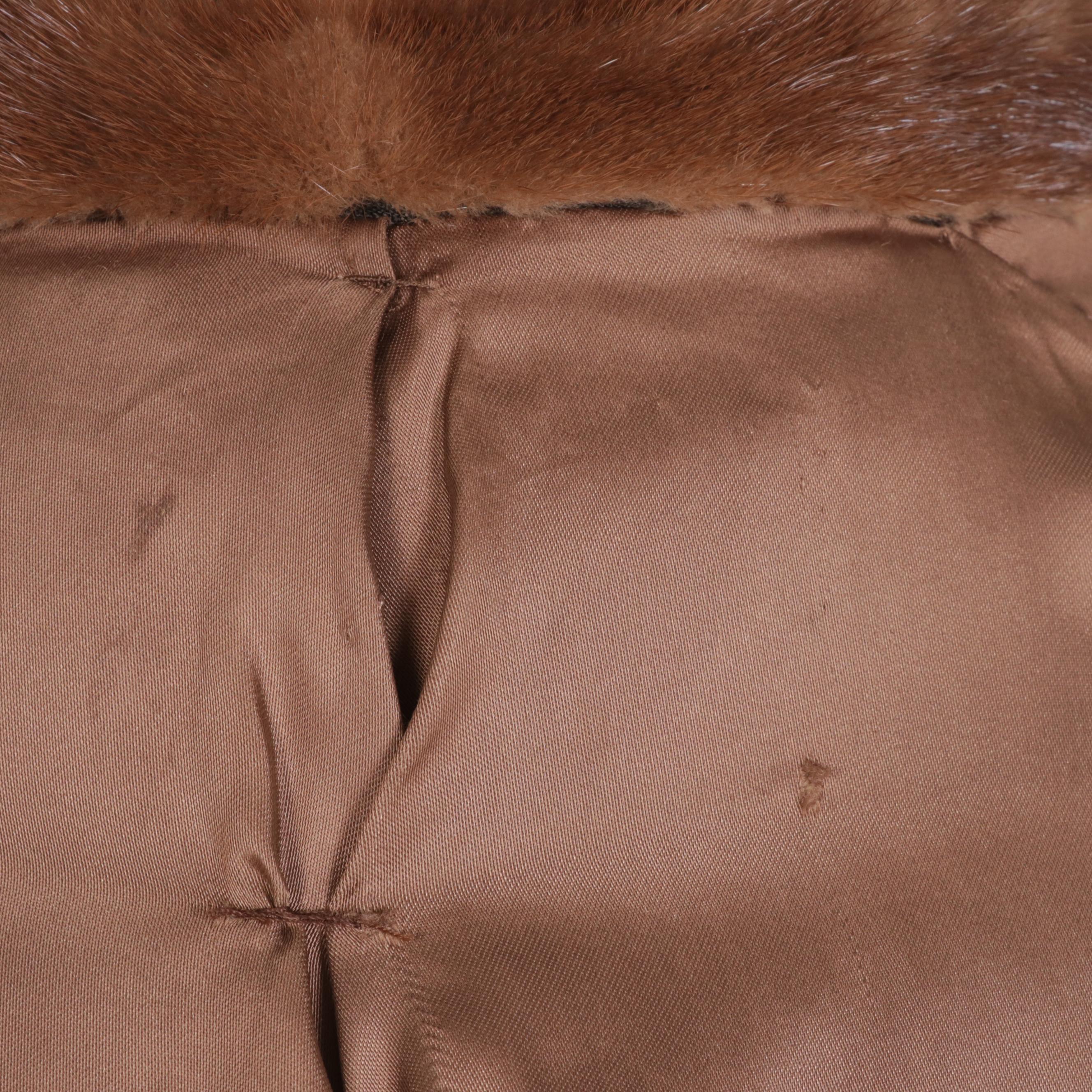 Chestnut Mink Fur Jacket with Banded Cuffs