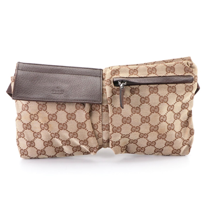 Gucci GG Canvas and Cinghiale Leather Belt Bag