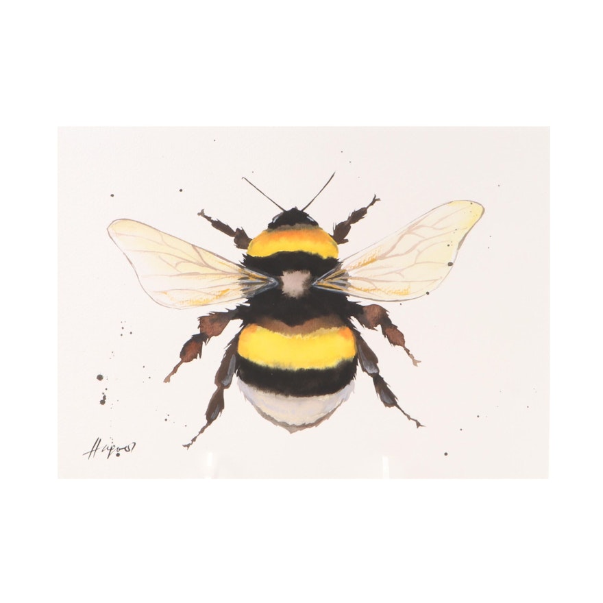 Anne Gorywine Watercolor Painting of Bee