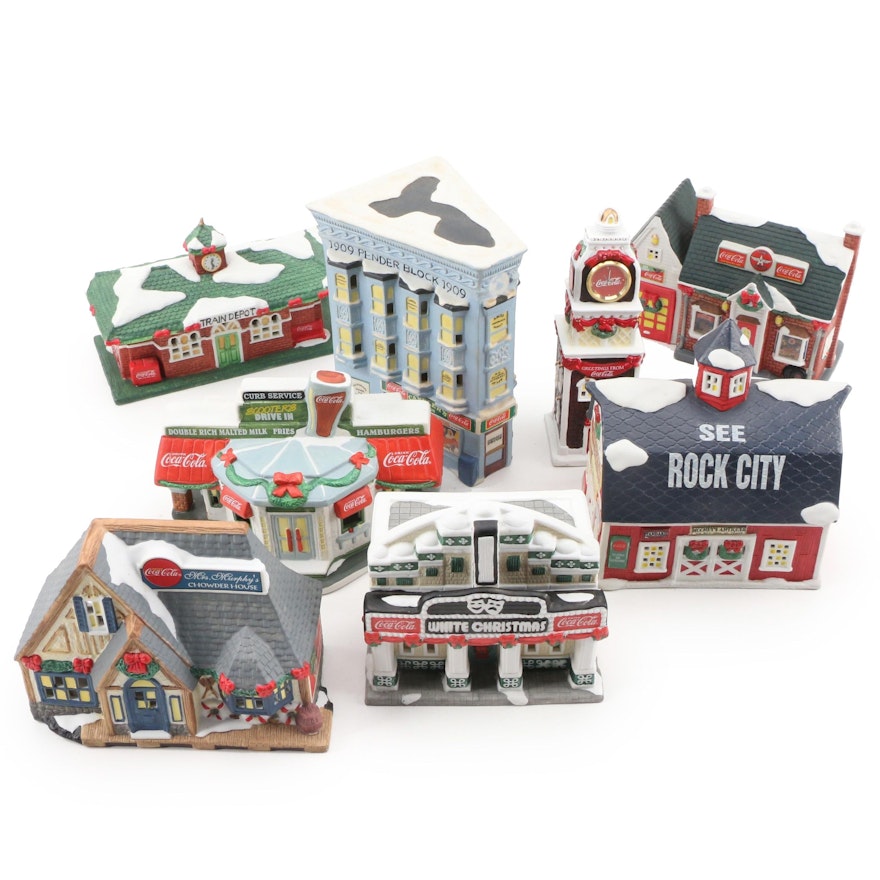 Coca-Cola "Town Square" Ceramic Buildings, Late 20th Century