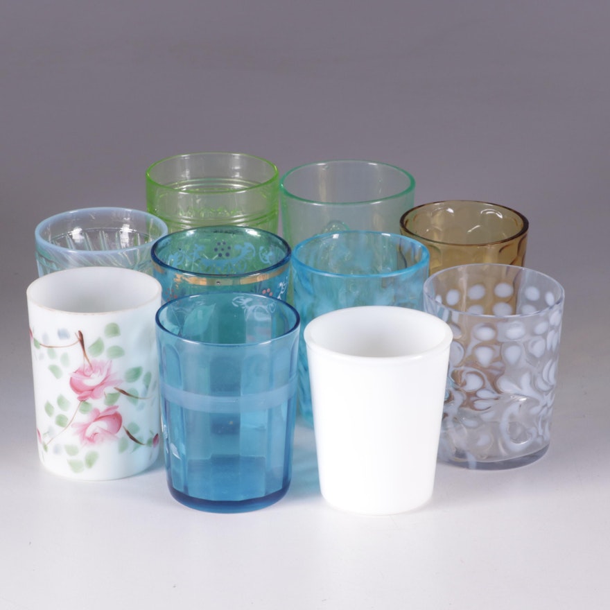 Painted and Optic Juice Tumblers, Early to Mid 20th Century