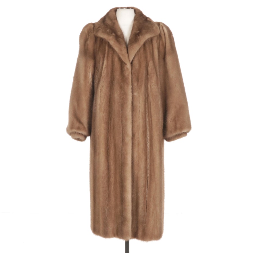 Chestnut Mink Fur Coat with Banded Cuffs from Lowenthal Furriers