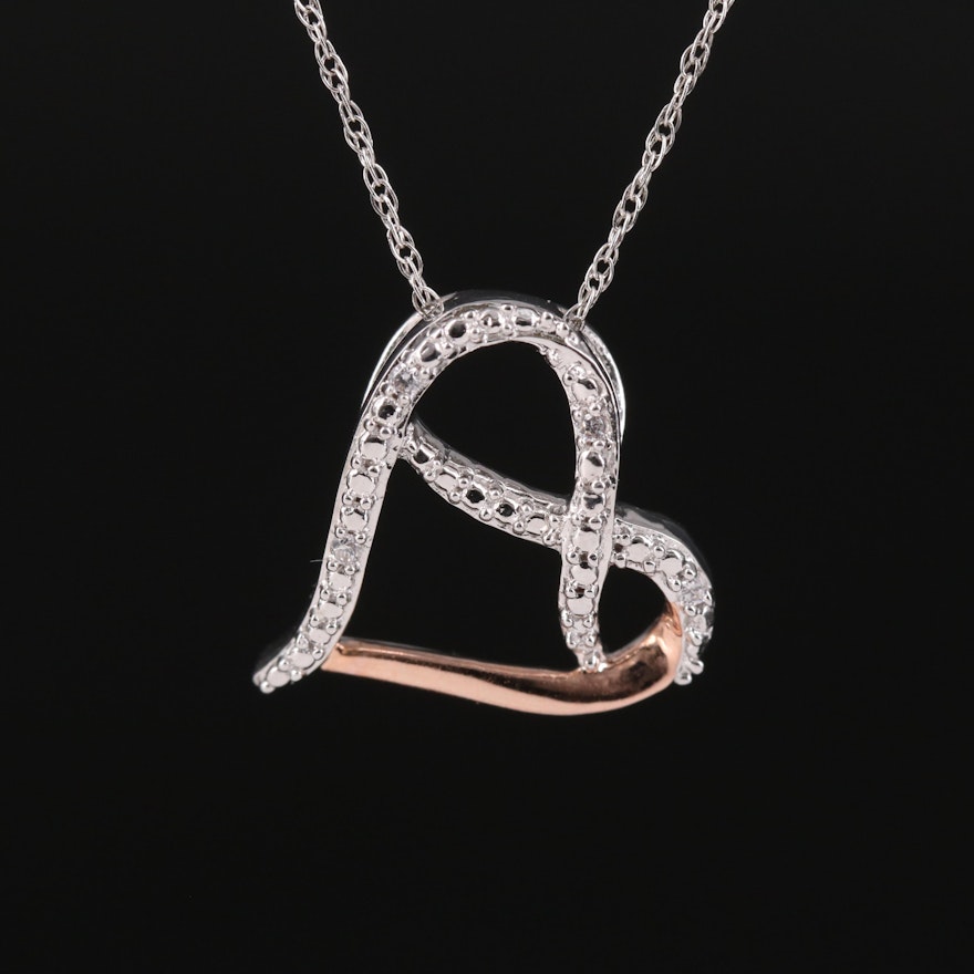 Sterling Cubic Zirconia Heart Pendant Necklace