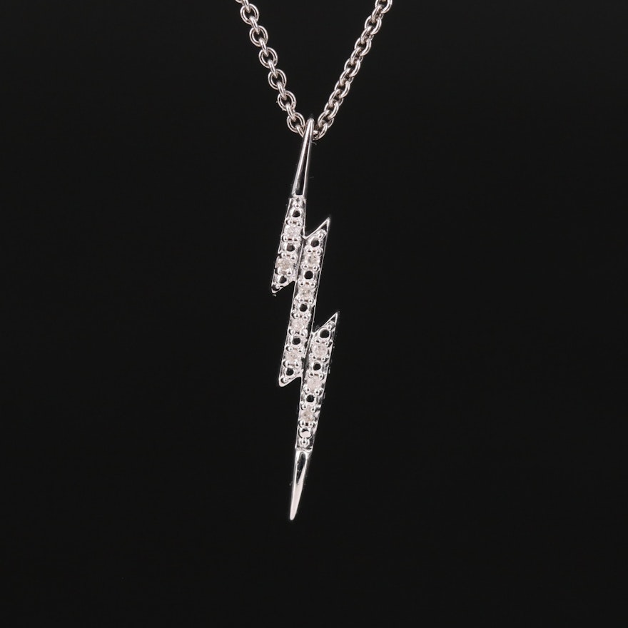 Sterling Diamond Lightning Pendant Necklace