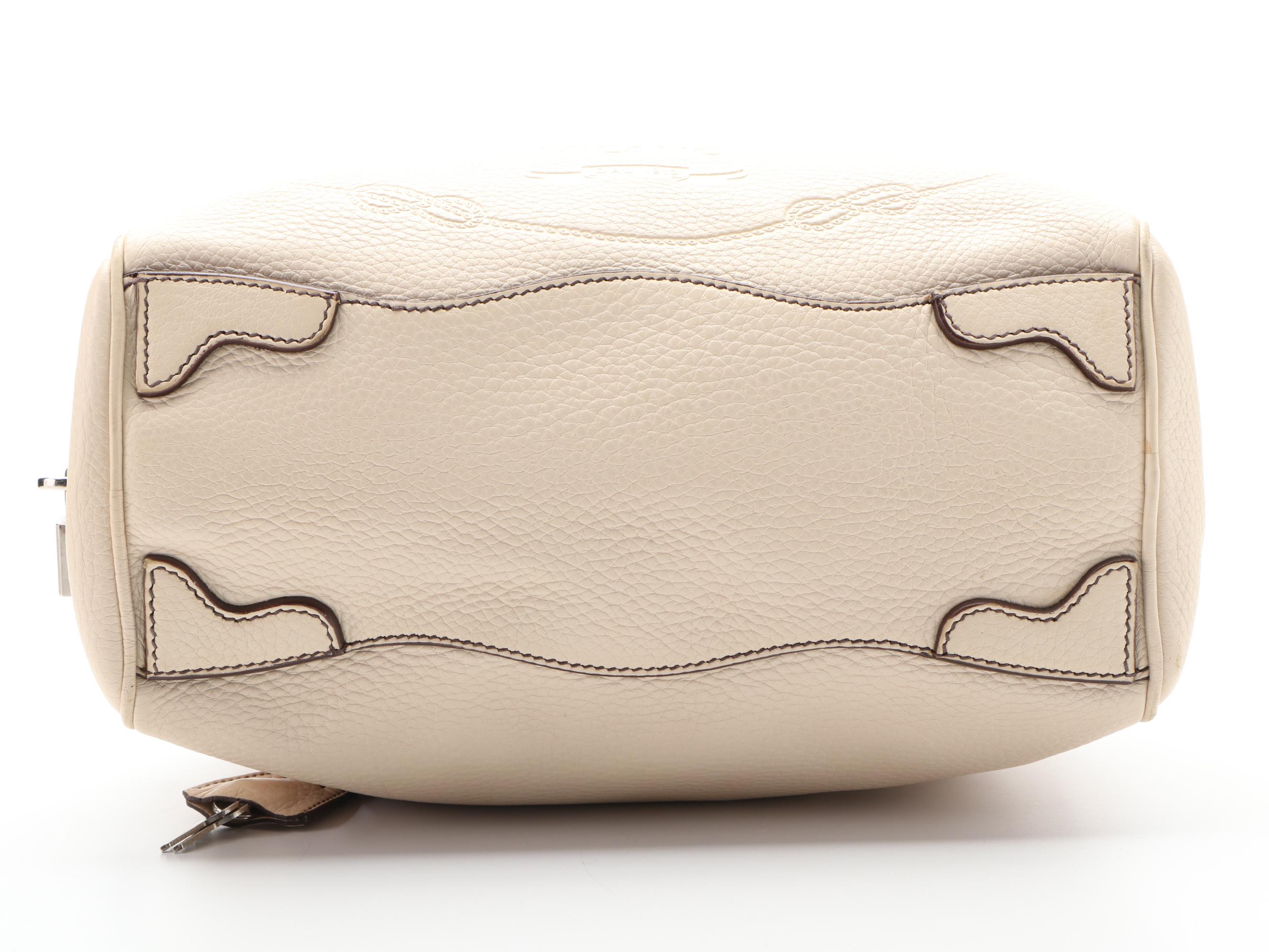 Prada Logo Embossed Vitello Daino Leather Shoulder Bag