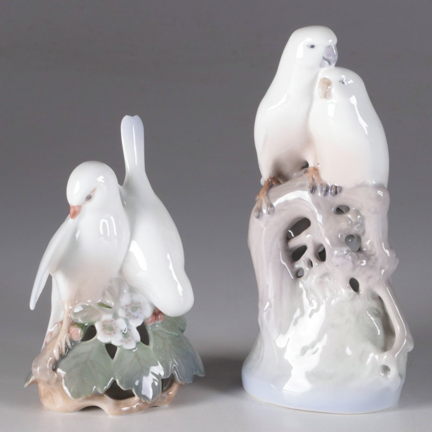 Royal Copenhagen "Lovebirds" and Other Porcelain Figurines