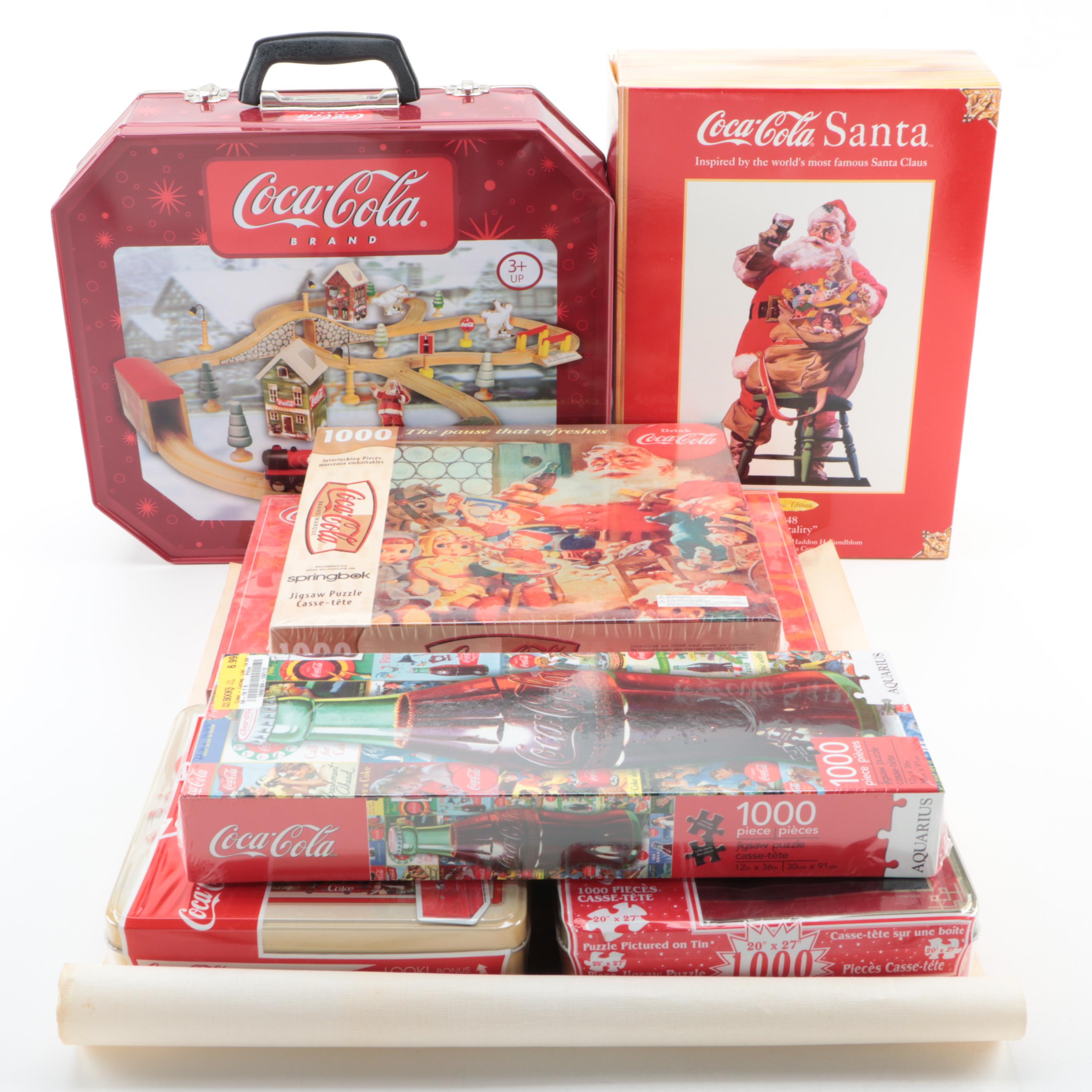 Coca-Cola Puzzles, Santa Doll, Train Display and More