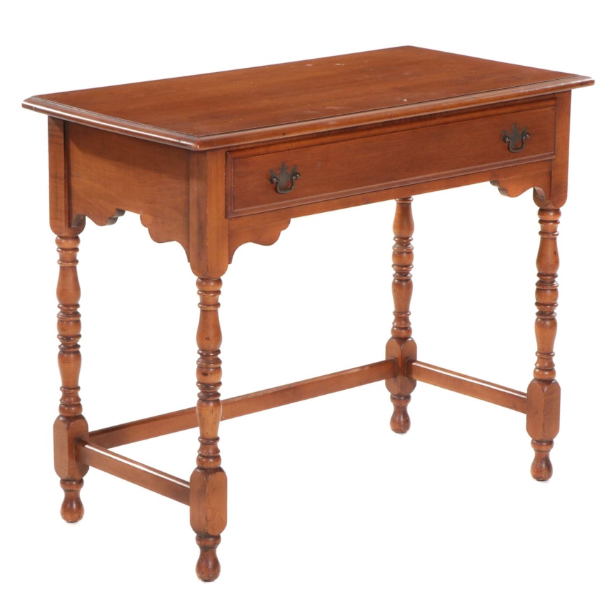 Colonial Revival Maple Turned Leg Writing Desk, Mid to Late 20th Century