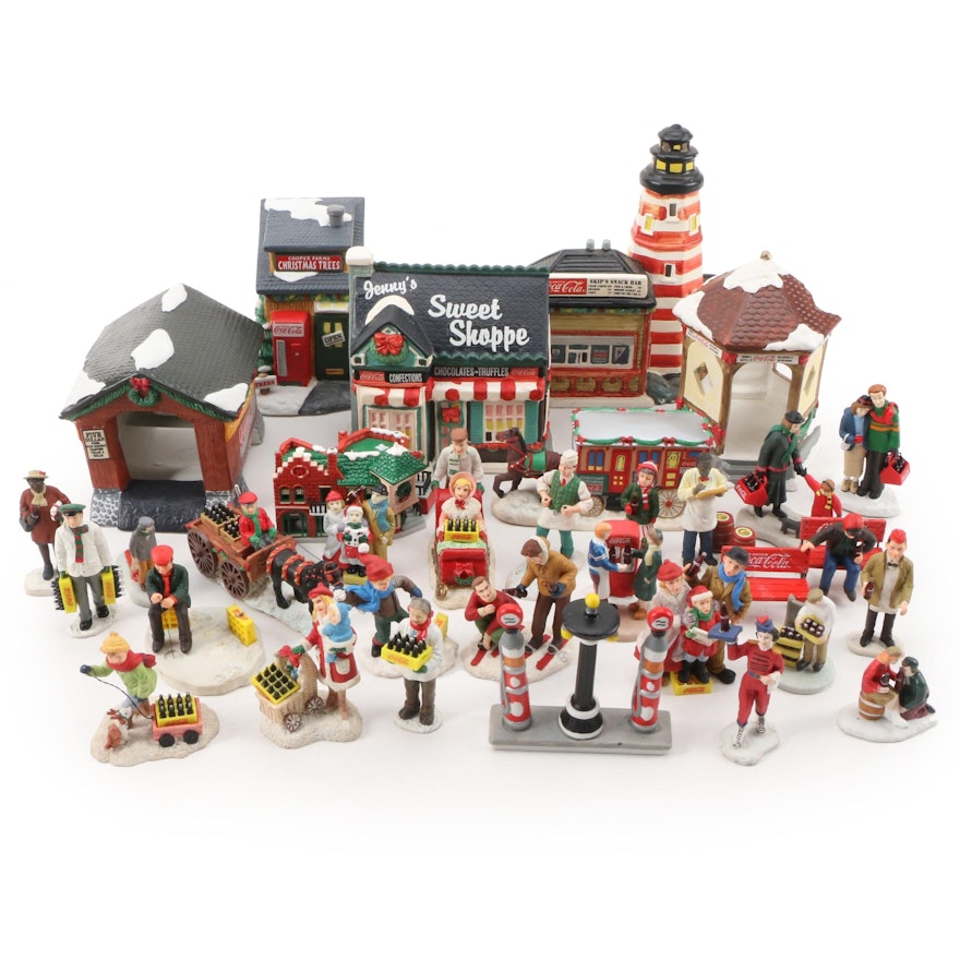 Coca-Cola "Town Square" Ceramic Buildings with Villagers and Accessories