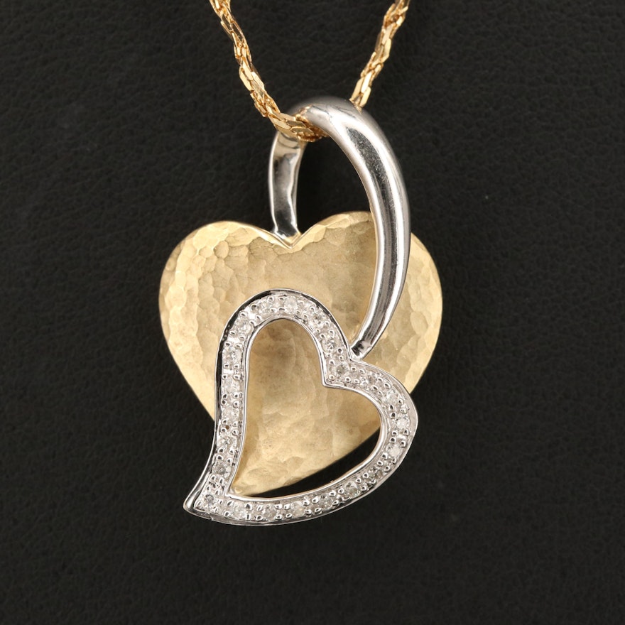 14K 0.15 CTW Diamond Double Heart Necklace