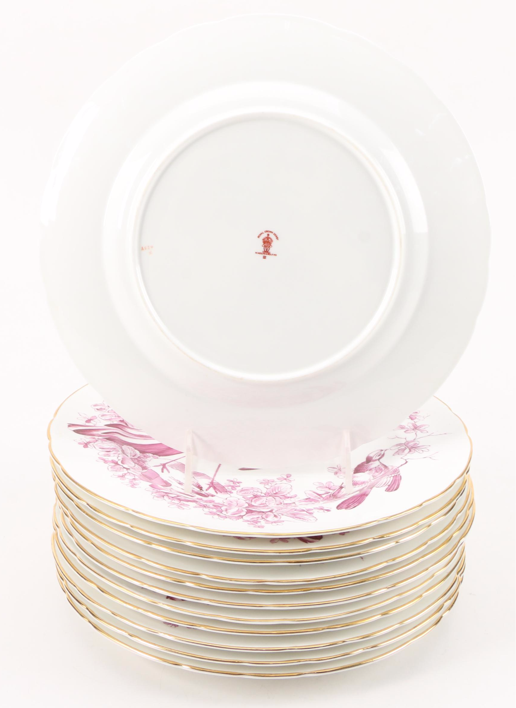 Royal Crown Derby "Chelsea Bird" Bone China Dinner Plates, 1939–1940