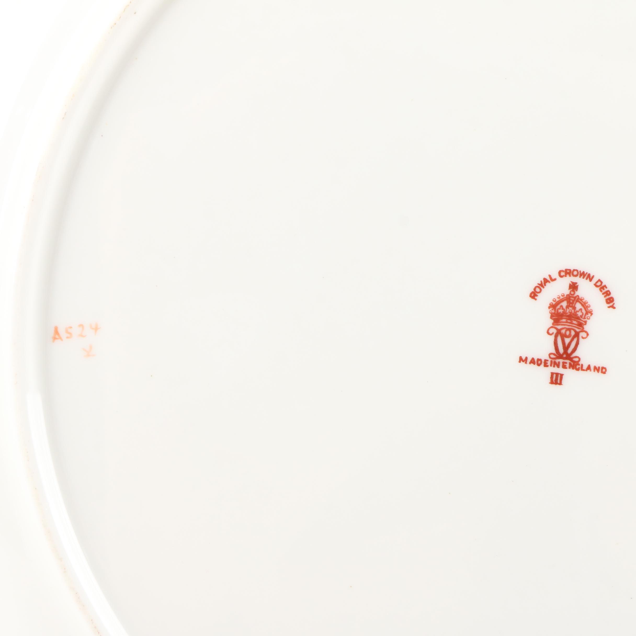 Royal Crown Derby "Chelsea Bird" Bone China Dinner Plates, 1939–1940