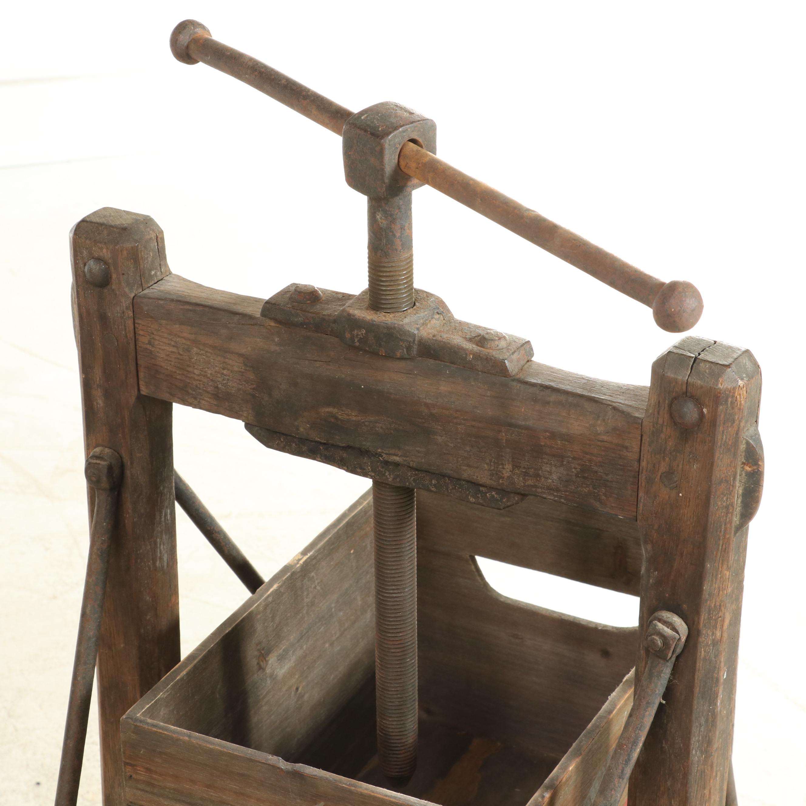 Antique Apple Press with Century Farm Crate