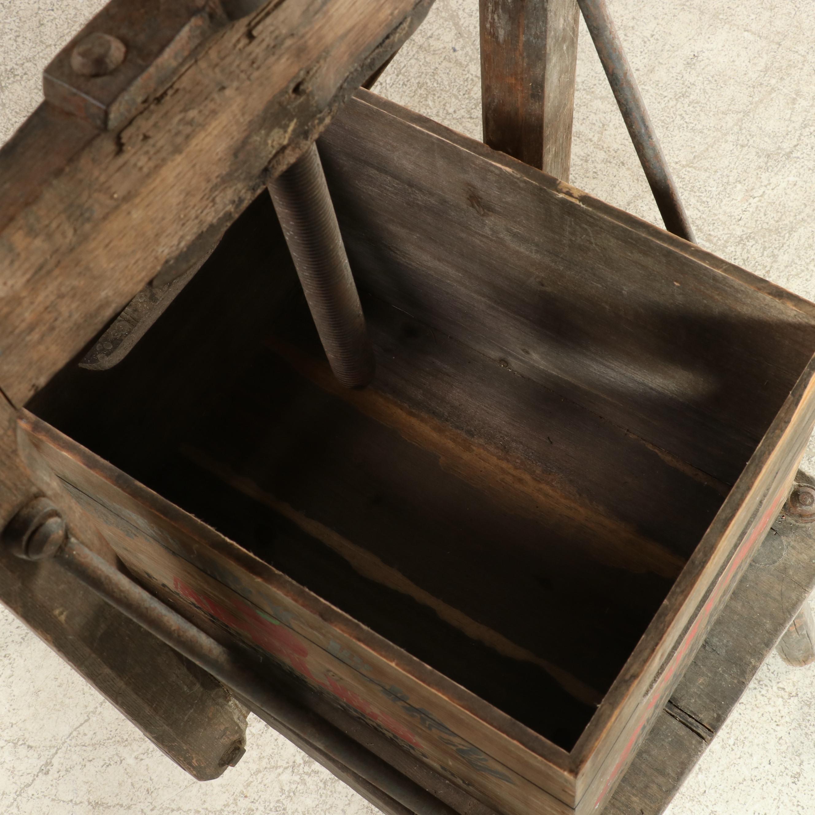 Antique Apple Press with Century Farm Crate