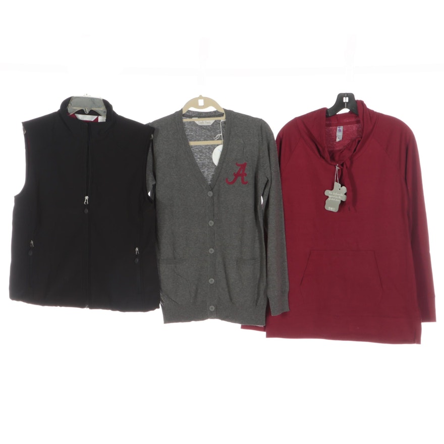 University of Alabama Cardigan with Other Lined Vest and Cowl Neck Sweater