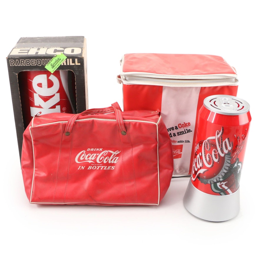 Coca-Cola Barbeque Grill, Table Light, Cooler and Bag, Mid to Late 20th Century