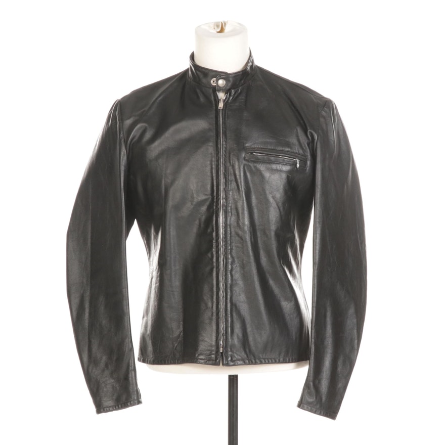 Men's AMF Harley-Davidson Black Leather Motorcycle Jacket, Late 20th Century