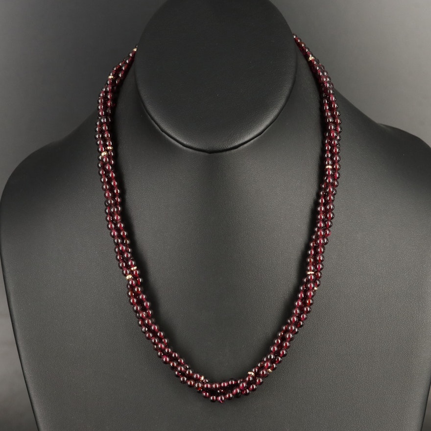 14K Garnet Torsade