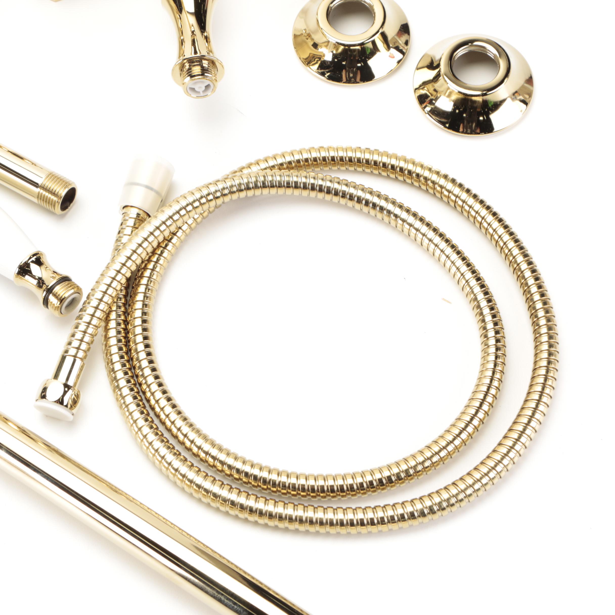 Polished Brass Exposed Pipe Shower with Hand Shower