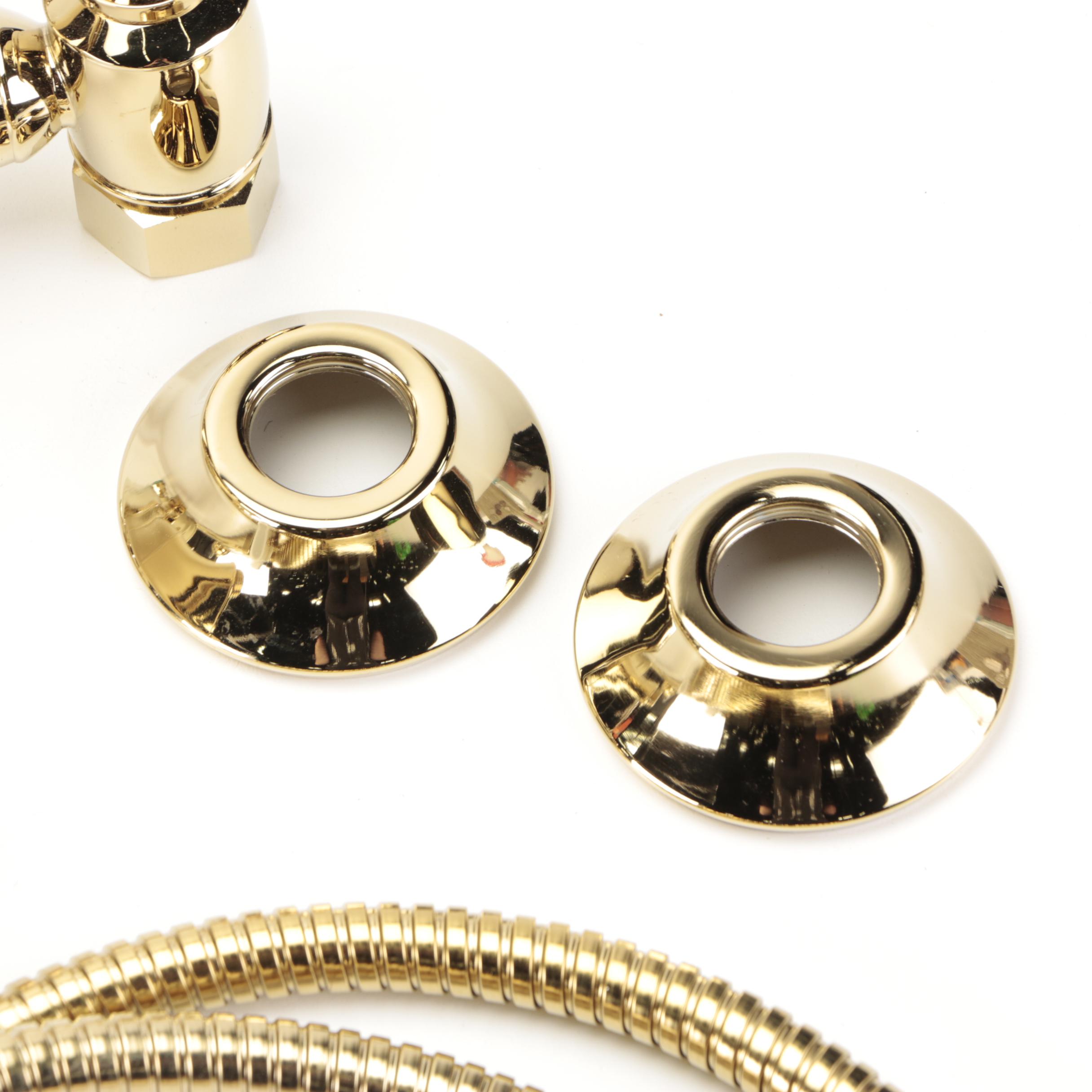 Polished Brass Exposed Pipe Shower with Hand Shower