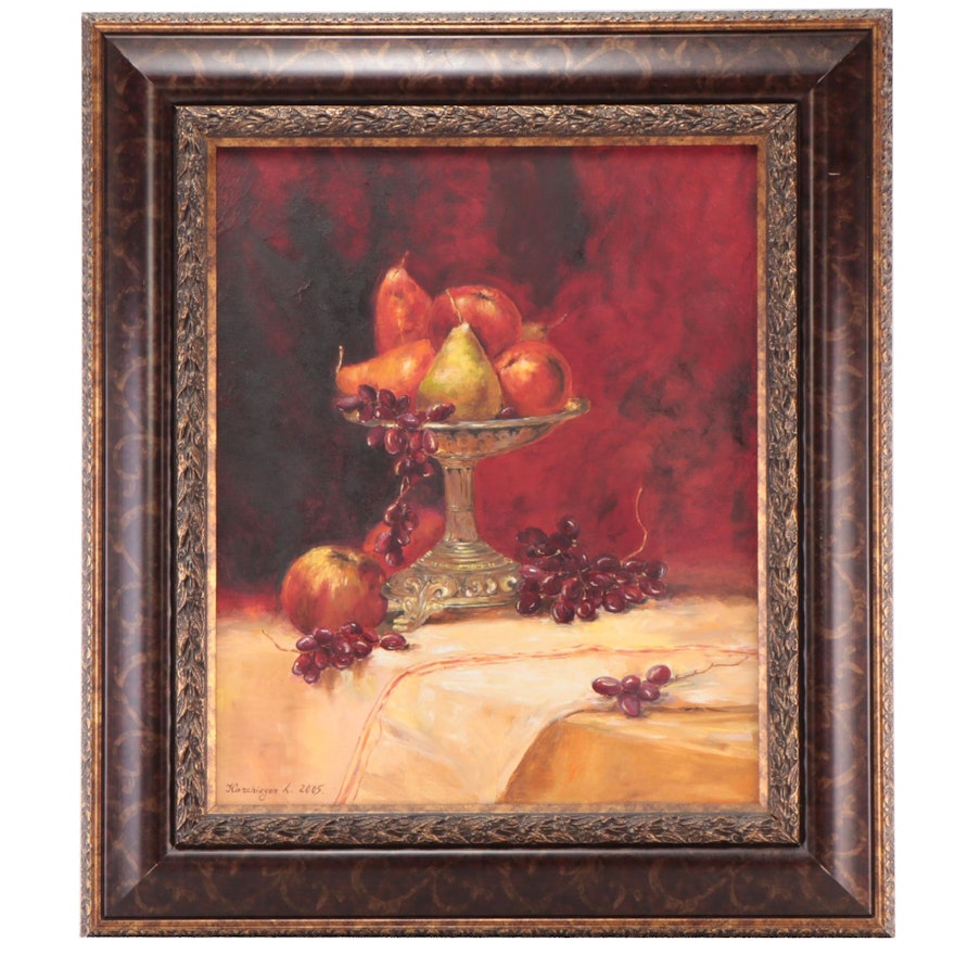 Still Life Oil Painting With Fruit, 2005