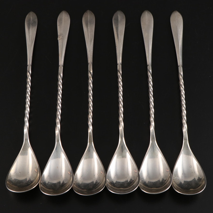 Gorham Silver Plate Twist Handle Egg Spoons, Circa 1900