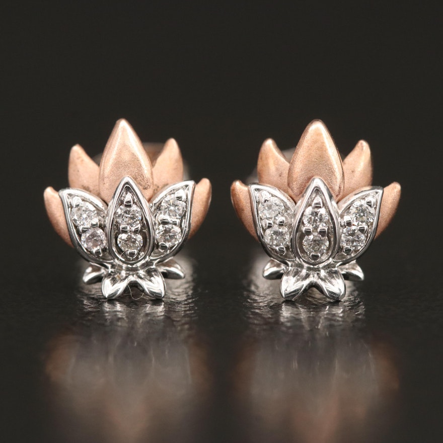 Sterling Diamond Lotus Earrings